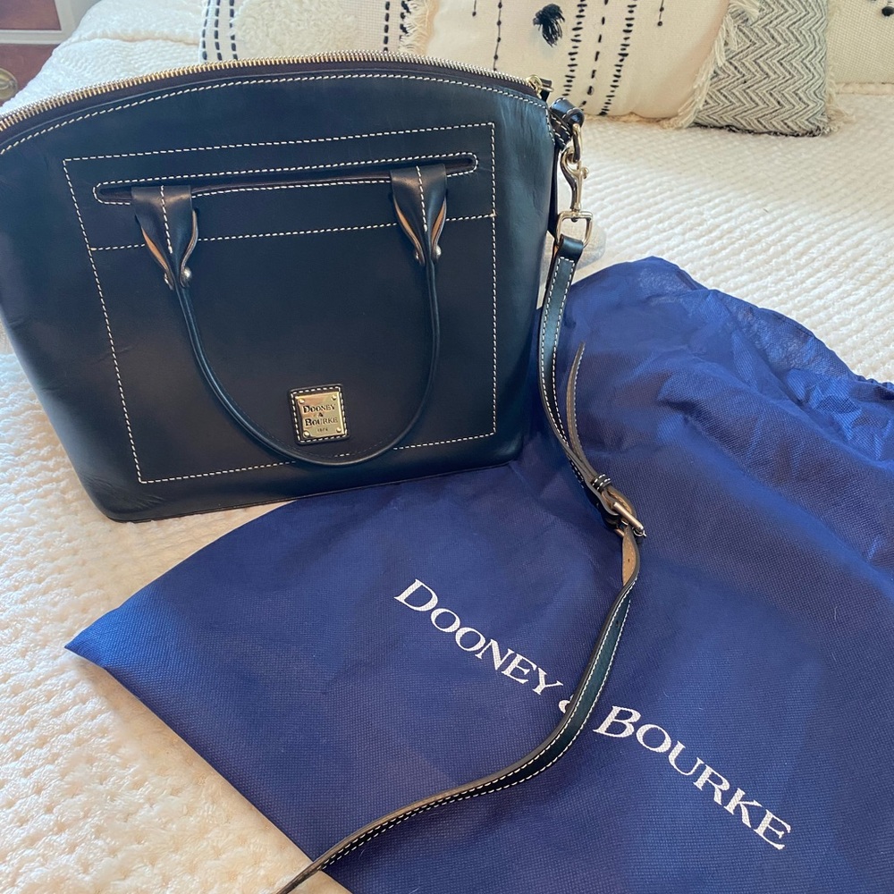 SOLD Dooney & Bourke Black Satchel with Gold Hardware